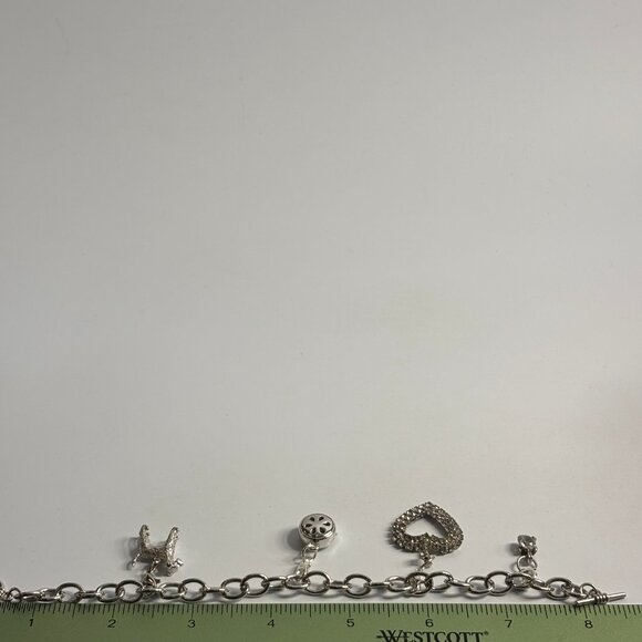 Y2K Charm Bracelet in Silver Tone with Cute Charms Dog Heart Rhinestone - Picture 12 of 12